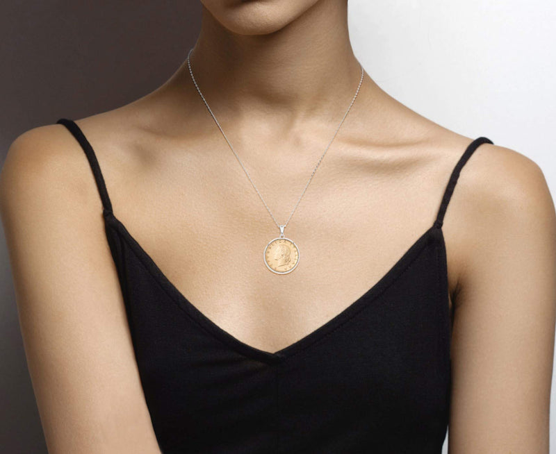 Miabella 925 Sterling Silver Italian Genuine 20-Lira Medallion Coin Pendant Necklace for Women 18 Inch Chain Made in Italy - BeesActive Australia