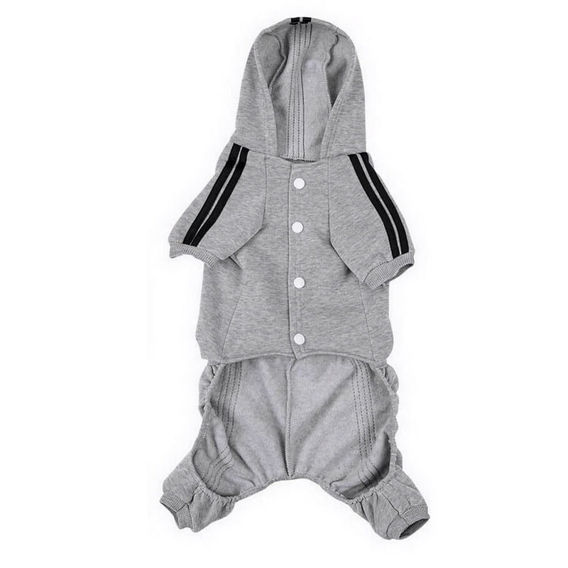 Pet Cat Dog Cute Outfit Clothes Hoodie Jumpsuit Tracksuit Jacket Winter Sweater 4-Legs Style Grey for Puppy Small to Medium Dogs Boy and Girl Large - BeesActive Australia