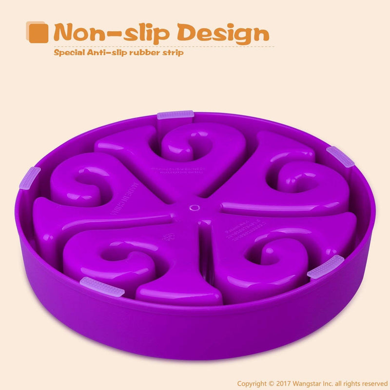 wangstar Slow Pet Bowl Slow Feeder for Dog Cats, Bloat Stop Puzzle Bowl Fun Maze Feeder Slow Feeding Anti-Skid Design M: 8''x1.9'' Purple - BeesActive Australia