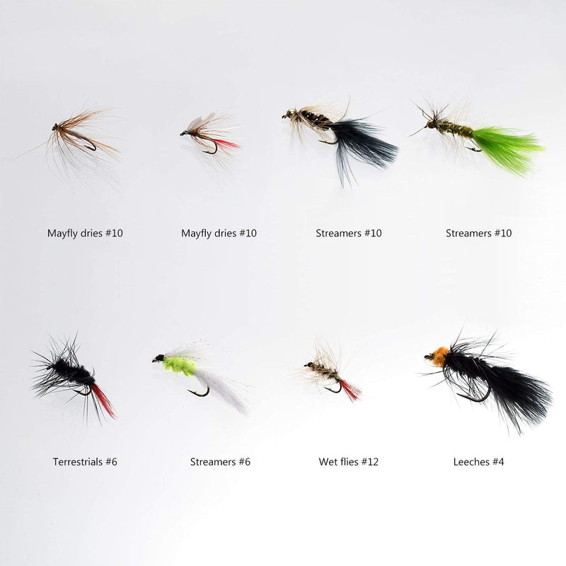 BASSDASH Fly Fishing Flies Kit Fly Assortment Trout Bass Fishing with Fly Box, 36/64/72/76/80/96pcs with Dry/Wet Flies, Nymphs, Streamers, Popper 64 pcs assorted flies kit with magnetic fly box - BeesActive Australia