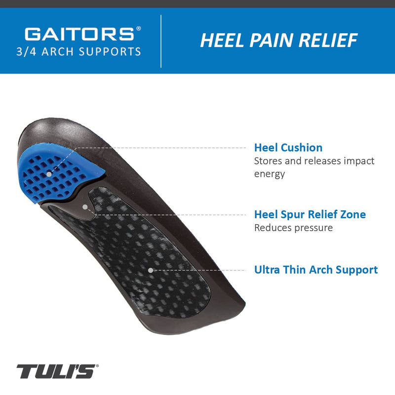 Tuli's Gaitors 3/4 Length Arch Supports - Light Weight & Shock Absorbing Insoles Large (UK 7.5-9.5) - BeesActive Australia