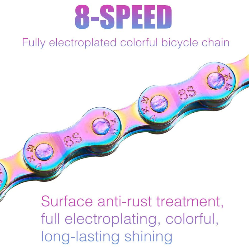 6/7/8 Speed Bike Chain Rainbow Chain for Bike 1/2" x11/128 116 Links Lightweight Bicycle Chain?Bike Chains MTN BTX MTB Mountain Bike Road Bicycle Chain 8 - BeesActive Australia