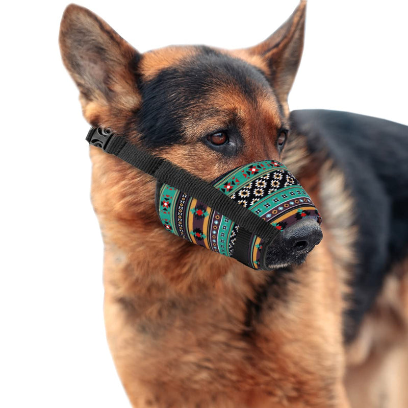 Murom Pattern Dog Muzzle for Small Medium Large Dogs Puppy Print Adjustable Breathable Tribal Pet Muzzles Anti Barking Biting Mouth Cover Southwest M/L - BeesActive Australia