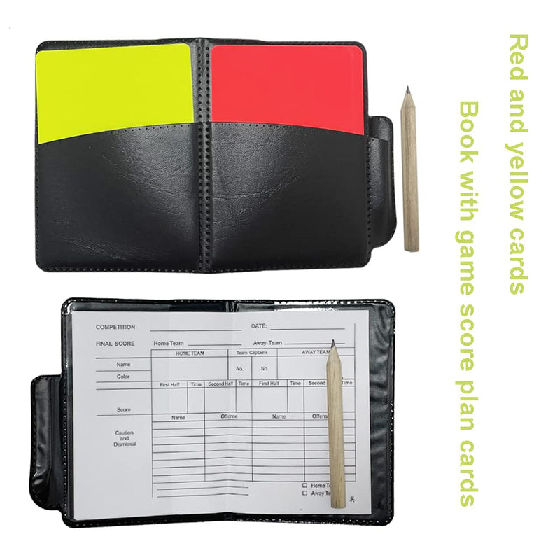 CORECISE Soccer Referee Flag Set,Match Football Linesman Flags,Red Yellow Cards with Notebook and Pencil,Coach Referee Stainless Steel Whistles with Lanyard for Sports, Soccer, Football, Basketball (Style 1) - BeesActive Australia