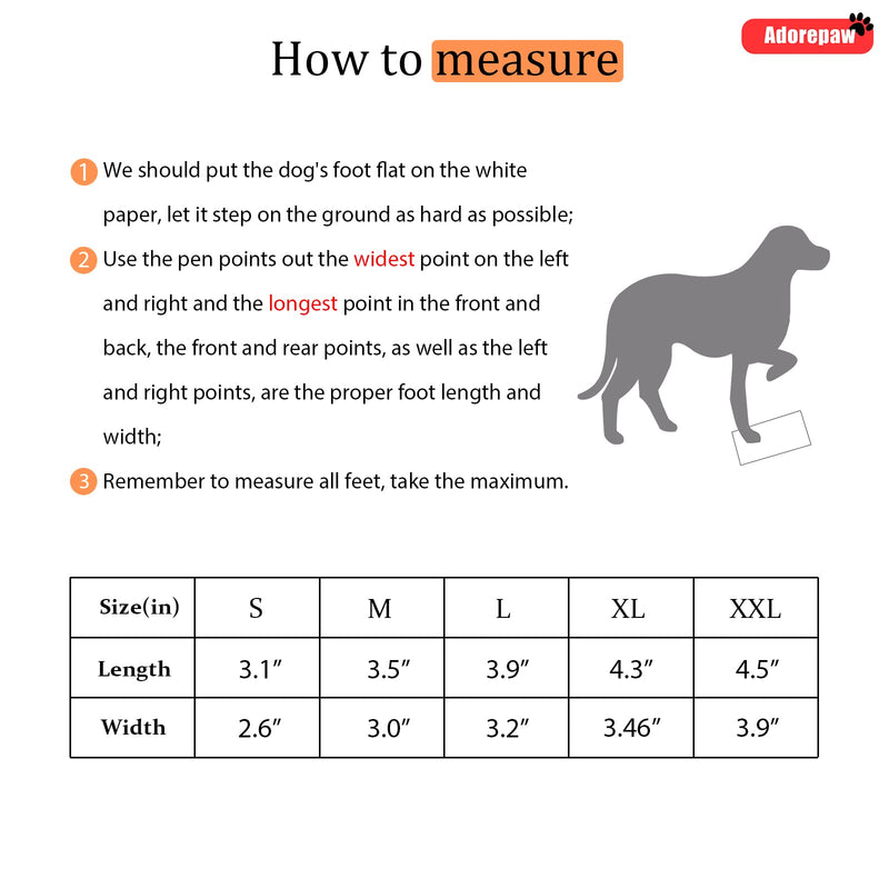 Adorepaw & Dog Shoes for Large Dogs with Reflective Straps, Dog Boots for Winter, Dog Boots & Paw Protectors with Nonslip Sole. XXL：(Length 4.7 inches * Width 3.9 inches) - BeesActive Australia