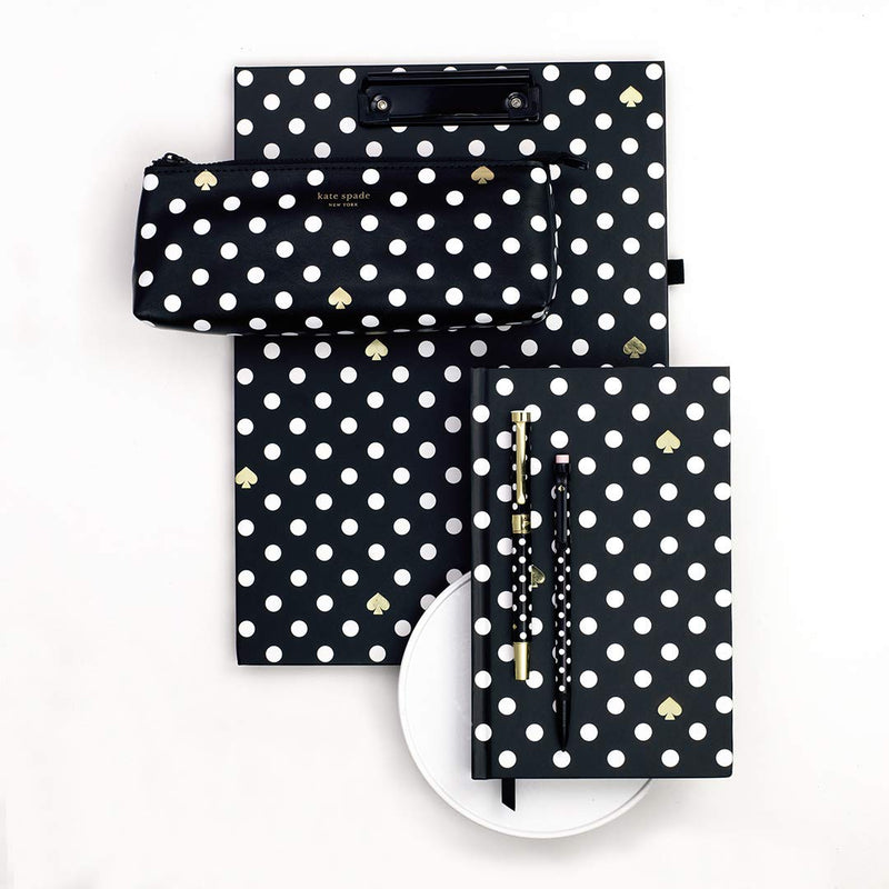 Kate Spade New York Black/White Ruled Writing Journal, Bound Notebook with 200 Lined Pages, Polka Dots - BeesActive Australia