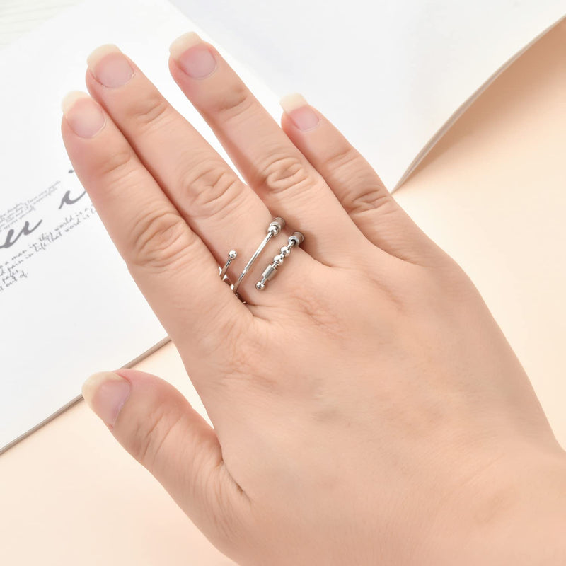 GOGOEY Morse Code Rings for Women, Stainless Steel Spinner Ring Fidget Rings for Anxiety Ring Morse Code Rings Inspirational Gifts Jewelry Women Birthday Graduation Gifts for Her Best Friends 09 My Person - BeesActive Australia