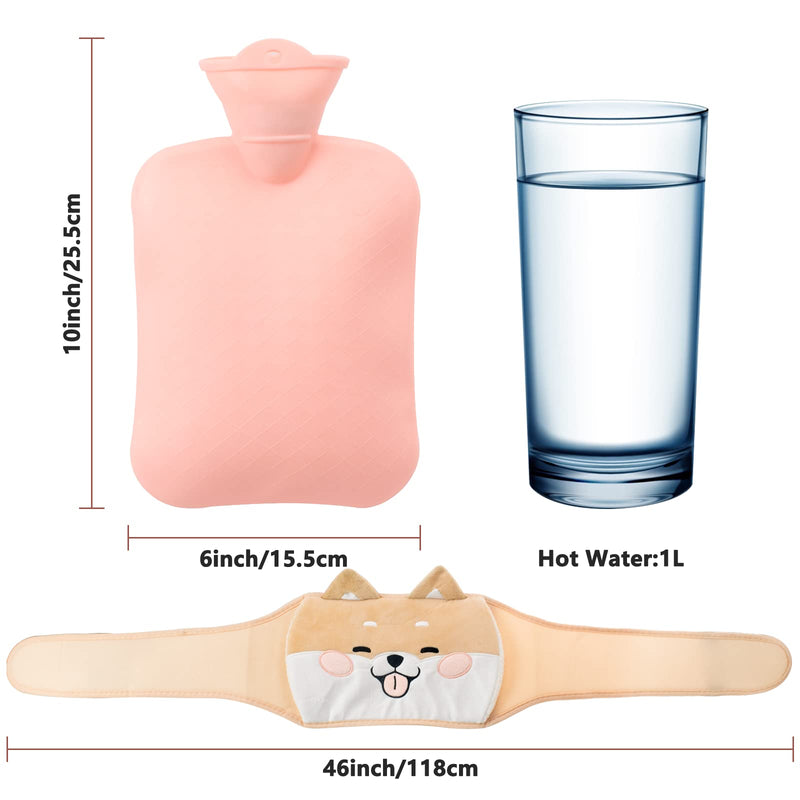 Hot Water Bottle Belt, Rubber Hot Water Bags with Waist Cover, Wearable Hot Compress Warmer Bag for Pain Relief Neck, Shoulders, Legs, Menstrual Cramps, Hand Warmer, Soft Plush Waist Belt Cover (Dog) Dog - BeesActive Australia