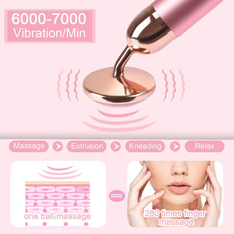 Upgrade 2 in 1 Vibrating Jade Facial Massager Roller, Electric Rose Quartz Eye Face Roller for Anti-aging Reducing Wrinkles Slimming and Firming Skin A: Pink - BeesActive Australia