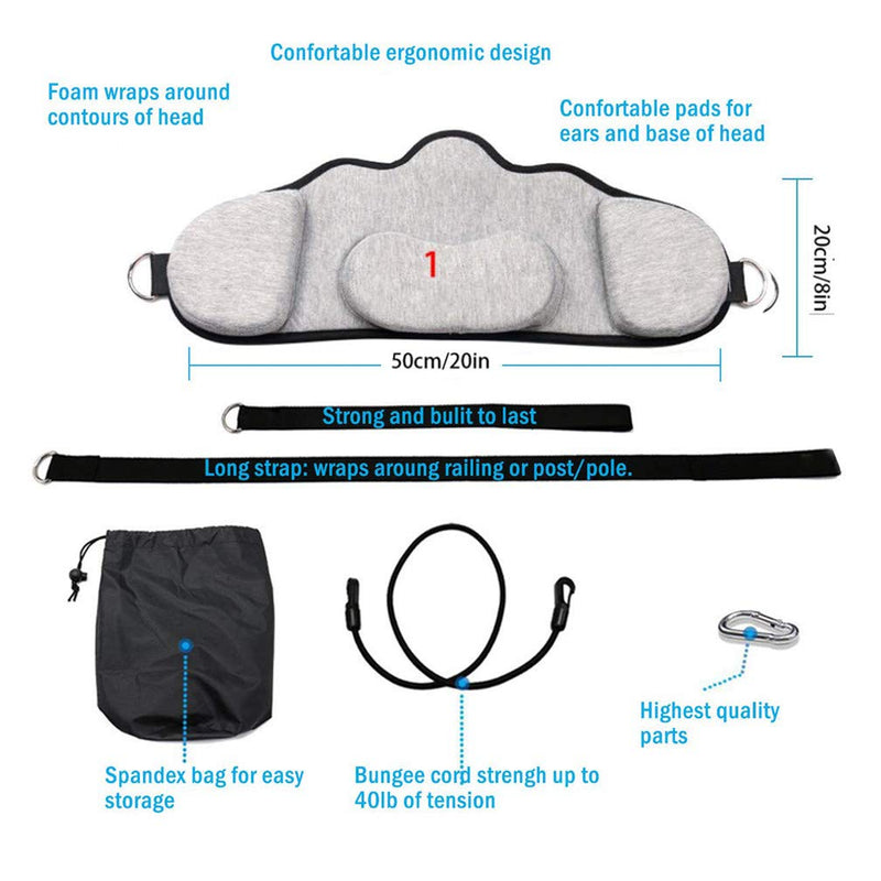 Hammock for Neck, Portable Cervical Traction Device Neck Shoulder Muscles Pain Relief, Memory Foam Neck Relax Massager Care Tool with Eye Mask, for Office Worker Teacher Driver (Light Grey) Light Grey - BeesActive Australia