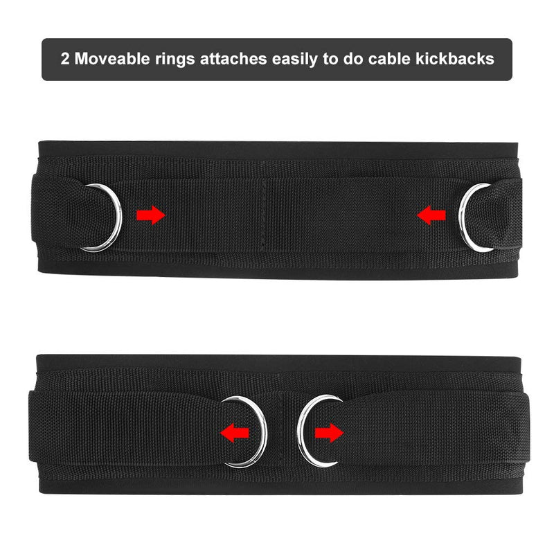 HYVAWO Waist Belt Neoprene Padded Gym Pulley Strap with Rings for Cable Machines Fitness Exercise Speed Agility Resistance Training - BeesActive Australia