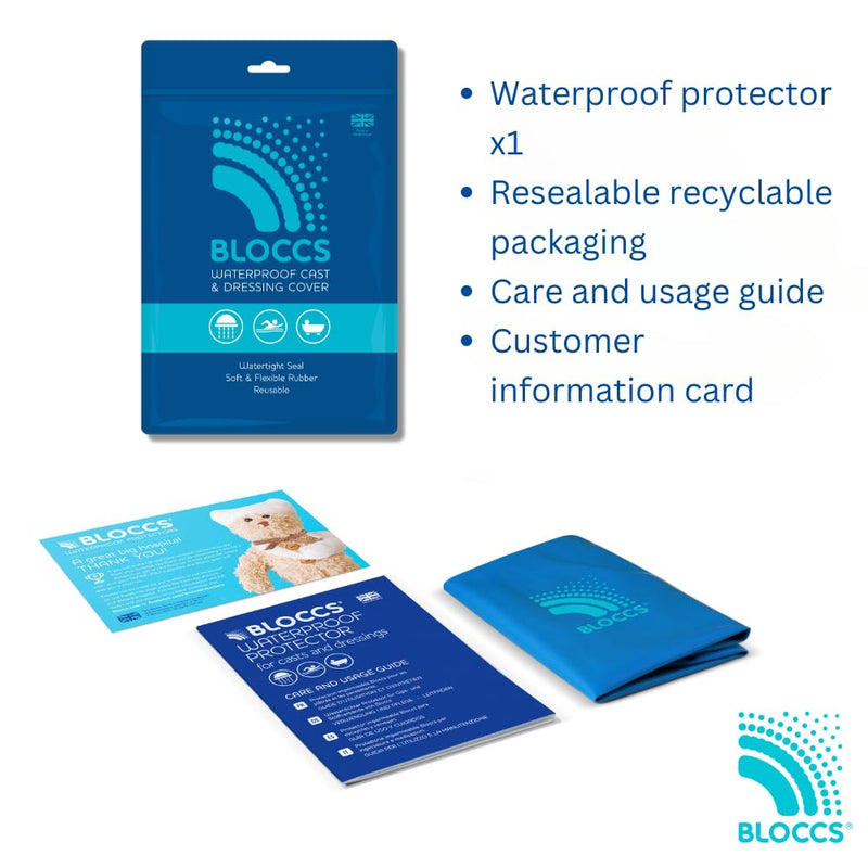 Bloccs Waterproof PICC Line Cover. Midline Elbow Protector. Swim, Shower & Bathe. Watertight Protection, Child (Large) L - BeesActive Australia