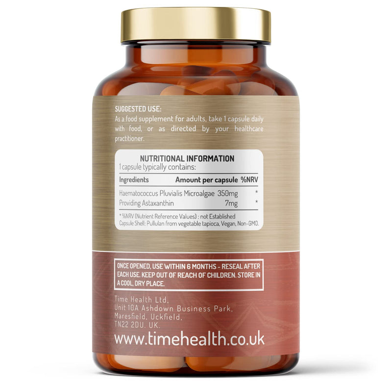 Astaxanthin - 7mg Optimal Dose - 120 Capsules - Super Antioxidant - Haematococcus Pluvialis - 100% Pure Natural Bioavailable 4 Month Supply - UK Manufactured - Zero Additives 120 Count (Pack of 1) - BeesActive Australia
