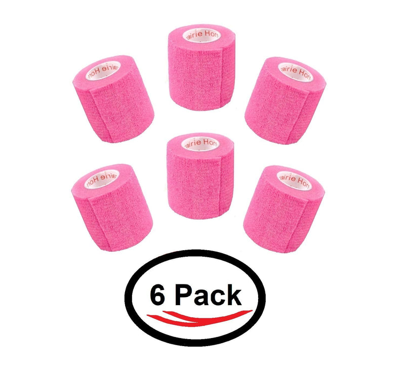 2 Inch Self Adhesive Medical Bandage Wrap Tape (Bright Pink) (6 Rolls) Self Adherent Cohesive First Aid Sport Flex Wrist Ankle Knee Sprains and Swelling Bright Pink 6 Count (Pack of 1) - BeesActive Australia