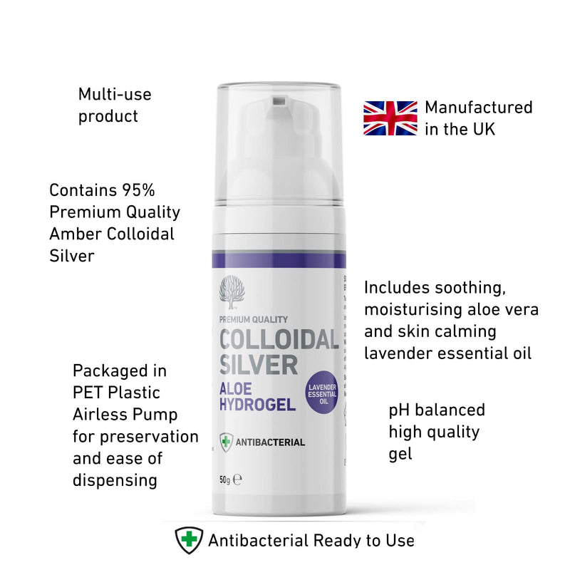 Nature's Greatest Secret Premium Quality Antibacterial Soothing Colloidal Silver Aloe Vera Hydrogel with Lavender Essential Oil 50g - BeesActive Australia