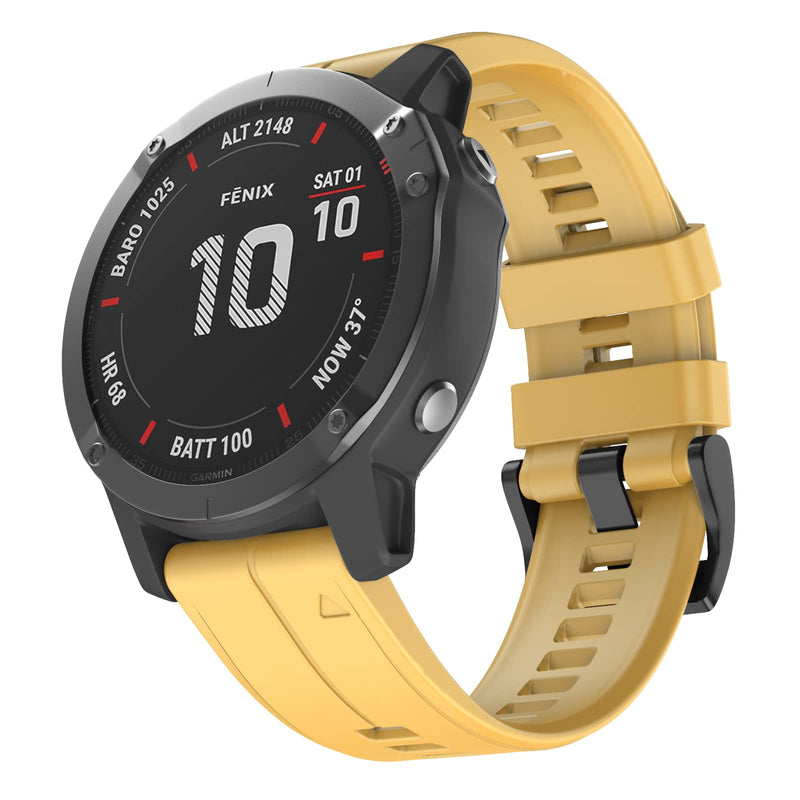 MYSNBKN Compatible Garmin Fenix 6 Band, 22mm Easy-to-Wear Soft Silicone Strap for Garmin Fenix 5/Fenix 5 Plus/Fenix 6 Pro/Garmin Forerunner 935/Forerunner 945/Garmin Approach S60/Garmin Quatix 5 Smartwatch yellow - BeesActive Australia