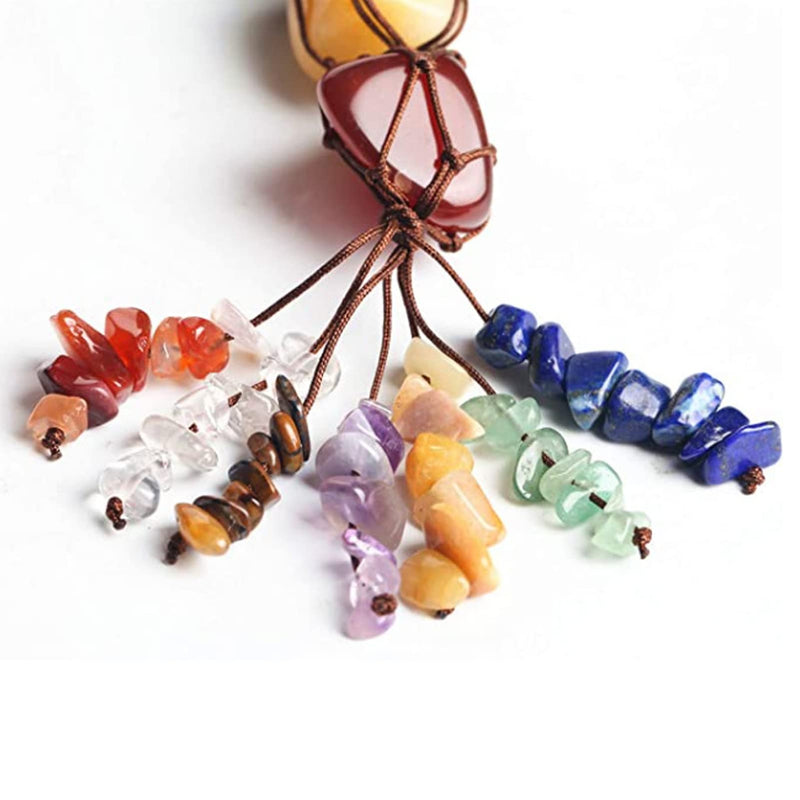 7 Chakras Healing Crystals, Natural Gemstones Spiritual Gifts for Women Polished Tumbled Stones Positive Energy Spiritual Meditation Hanging Ornament/Window Ornament/Feng Shui (Healing Crystals-01) Healing Crystals-01 - BeesActive Australia