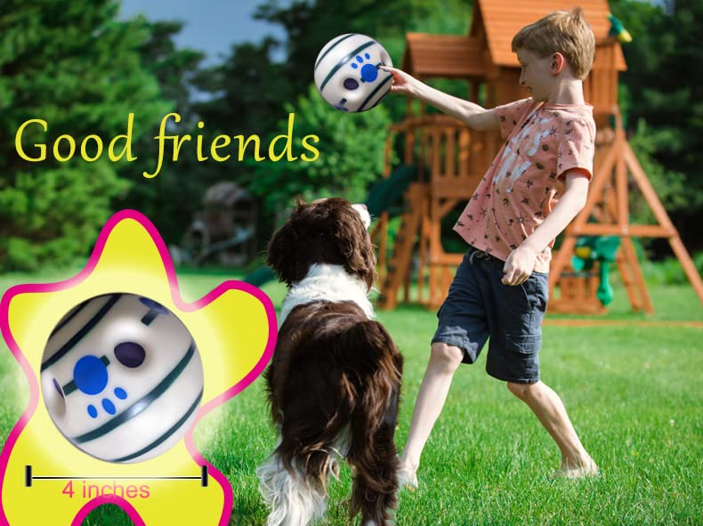 4-Inches Wobble Giggle Dog Ball,Strange dog toy Ball, Luminous ball,Peppy Pet Ball,Training Playing Ball,Glow in the dark dog balls,Rolling ball,Waggle Ball,The best fun giggle sound dog toy,Dog glow ball,Home alone toys - BeesActive Australia