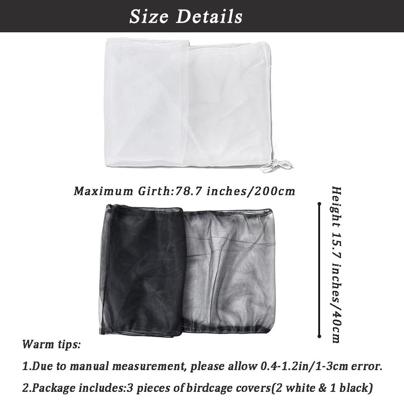 SYOOY 3 Pieces Birdcage Seed Catcher Bird Cage Cover Nylon Mesh Net Skirt Guard for Parrot Parakeet Macaw African Round Square Cage Adjustable Durable Breathable Washable Material - BeesActive Australia