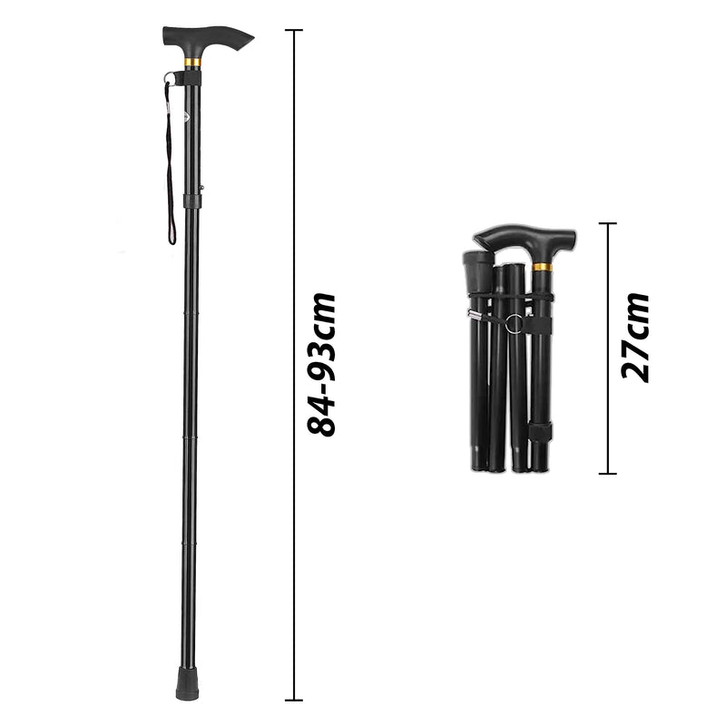 LZZAZ® Walking Stick, Adjustable Height Folding Walking Sticks for Men, Aluminum Walking Sticks for Women & Disability Aids, Black - BeesActive Australia