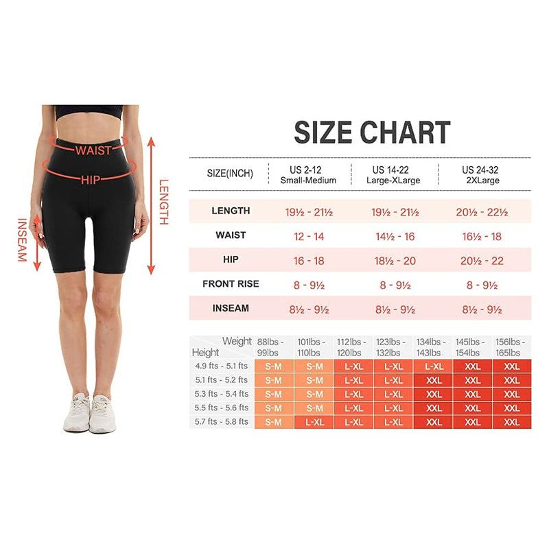 CAMPSNAIL 4 Pack Biker Shorts for Women  8" High Waist Tummy Control Workout Yoga Running Compression Exercise Shorts 2#black, 4 Packs Large-X-Large - BeesActive Australia