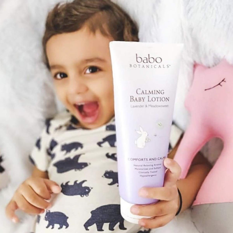 Babo Botanicals Calming Lotion with French Lavender and Organic Meadowsweet, Non-Greasy, Hypoallergenic, Vegan, for Babies, Kids or Sensitive Skin - 8 oz. Cranberry 8 Fl Oz (Pack of 1) - BeesActive Australia