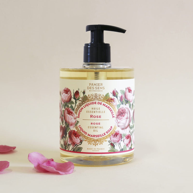 Panier des Sens - Marseille Liquid Hand Soap – Rose Hand Wash - Moisturizing Soap with Coconut Oil - Bathroom & Kitchen Refillable Soap - 97% Natural Ingredients Made in France - 16.9 Fl.oz - BeesActive Australia