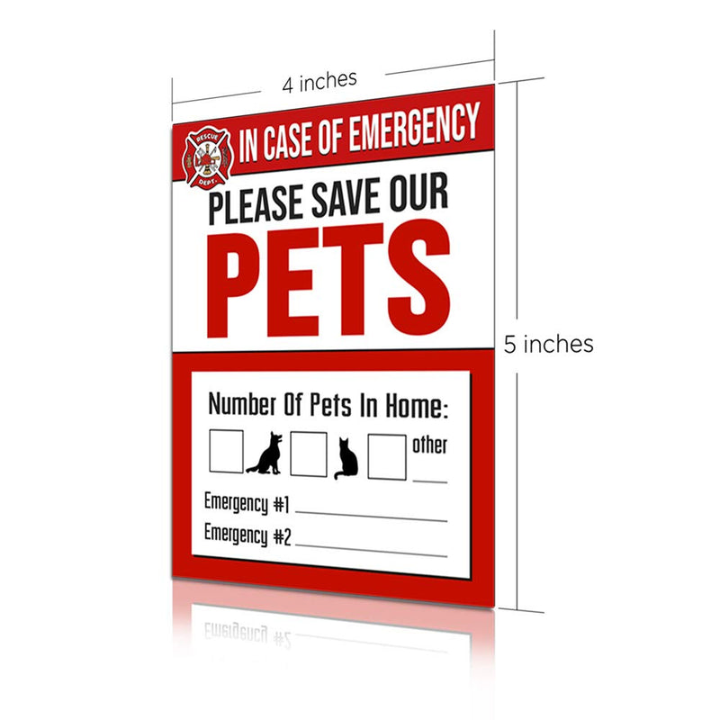 IT'S A SKIN Pet Rescue Sticker Fire Safety - Window Sticker - Save Our Pets Emergency Pet Window Decal - Dog Cat Pet Durable Laminate 4x5-4 Pack - BeesActive Australia