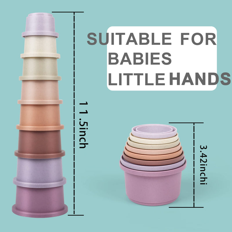 Baby Stacking Toy Cups,Toddler Stackble Bath Toy for 1-3,Nesting Cups Pool Toys for 6-12 Months Infant,Kids Early Educational Montessori Gift for 2-4 Years Old Boys Girls Petal - BeesActive Australia