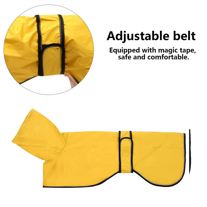 Dog Raincoat with Reflective Bar, Rain/Water Resistant, Adjustable Vest - Dog Raincoats for Greyhounds, Lurchers and Whippets 0608 XX-Large (Back: 28") Yellow - BeesActive Australia