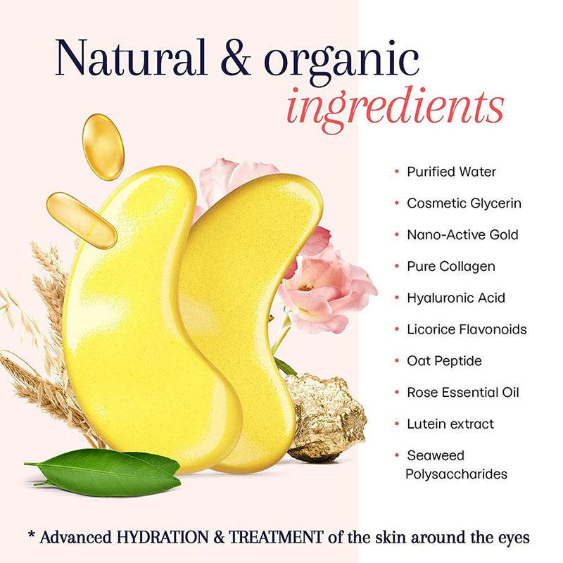 Under Eye Patches, 30 Pairs Gold Eye Mask, Eye Gel Pads With Collagen, Eyes Treatment for Reducing Dark Circles, Lighten Wrinkles Anti-Aging Moisturizing, Fine Lines Eye Bags Puffiness for Women Men - BeesActive Australia