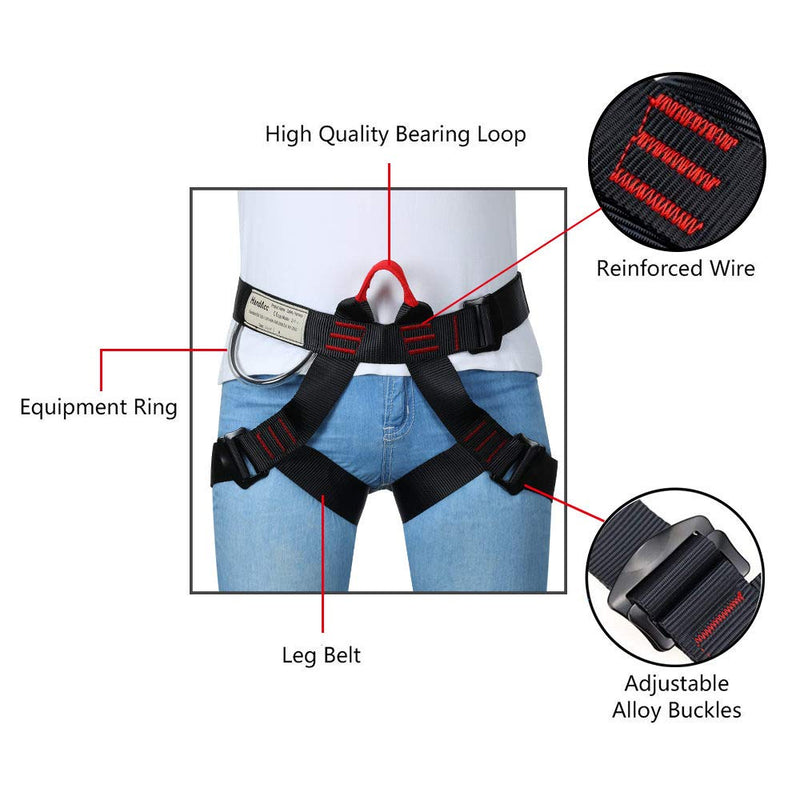 HandAcc Climbing belts, Safe Seat Belts for Tree Climbing Outdoor Training Caving Rock Climbing Rappelling Equip - Half Body Guide belt for Women Man and Novice - BeesActive Australia