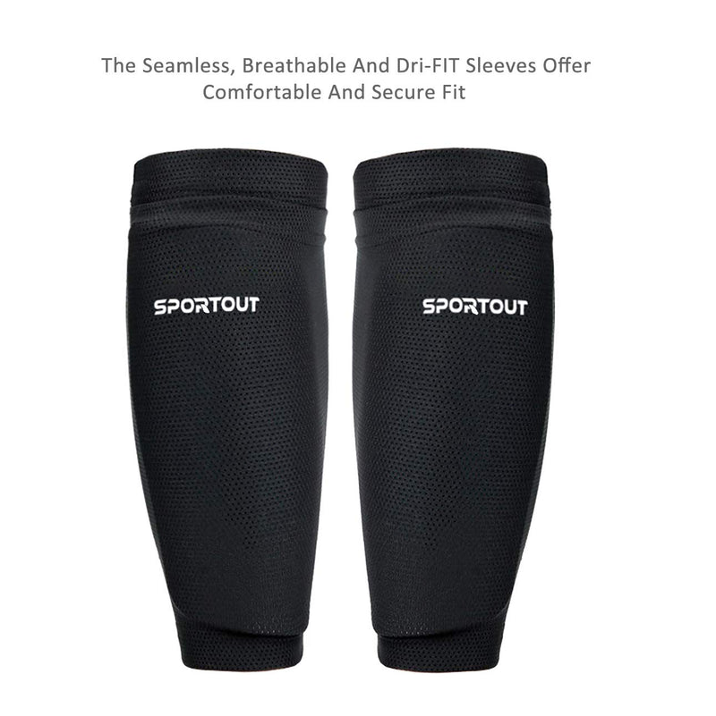 Sportout Adult Youth Kids Soccer Shin Guards,Comprehensive Protection for Your Leg, with Cushioned Ankle Protection to Prevent Injuries Black-1 X-Large - BeesActive Australia