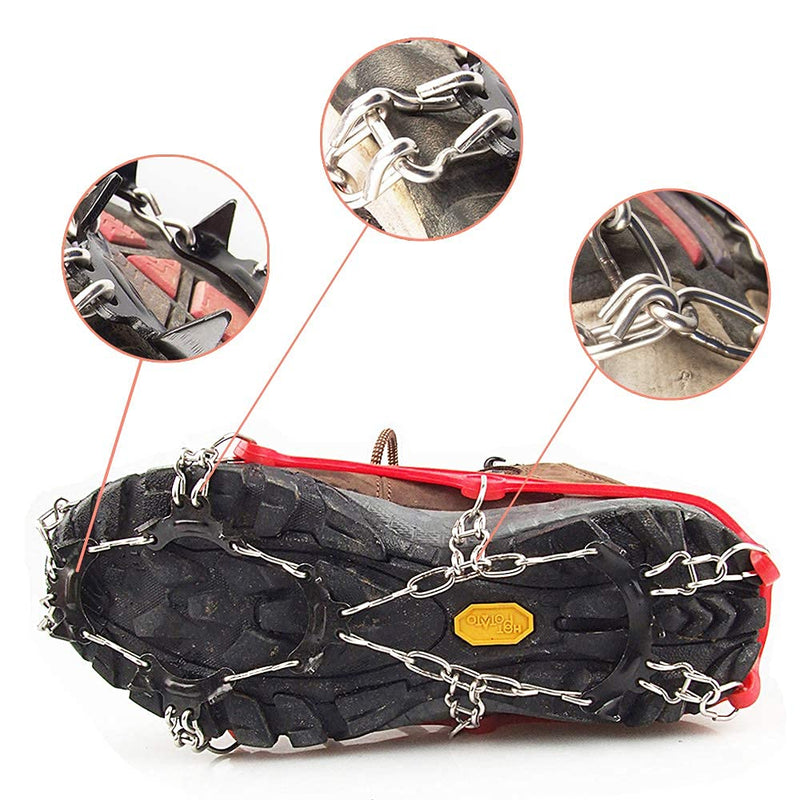 LINXGR 11-Spikes Kids Crampons Ice Cleats for Hiking Boots 11 Teeth Anti Slip Microspikes Kids Crampons Small for Hiking Climbing Walking Shoes Unisex, Toddler-Preschool-Gradeschooler-Teens Red Small for Toddlers/Little Kids - BeesActive Australia