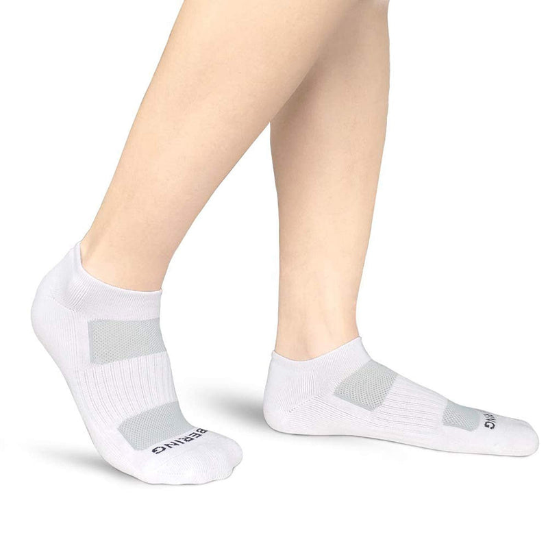 BERING Women's Athletic Low Ankle Cushioned Running Socks (6 Pairs) 9-11 White - BeesActive Australia