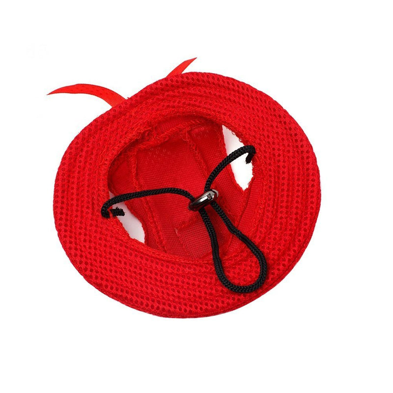 BBEART Pet Cap, Round Hat Fashion Dog Canvas Princess Hat Baseball Adjustable Chin Strap Sun Protection Visor for Puppy Dog S Red - BeesActive Australia