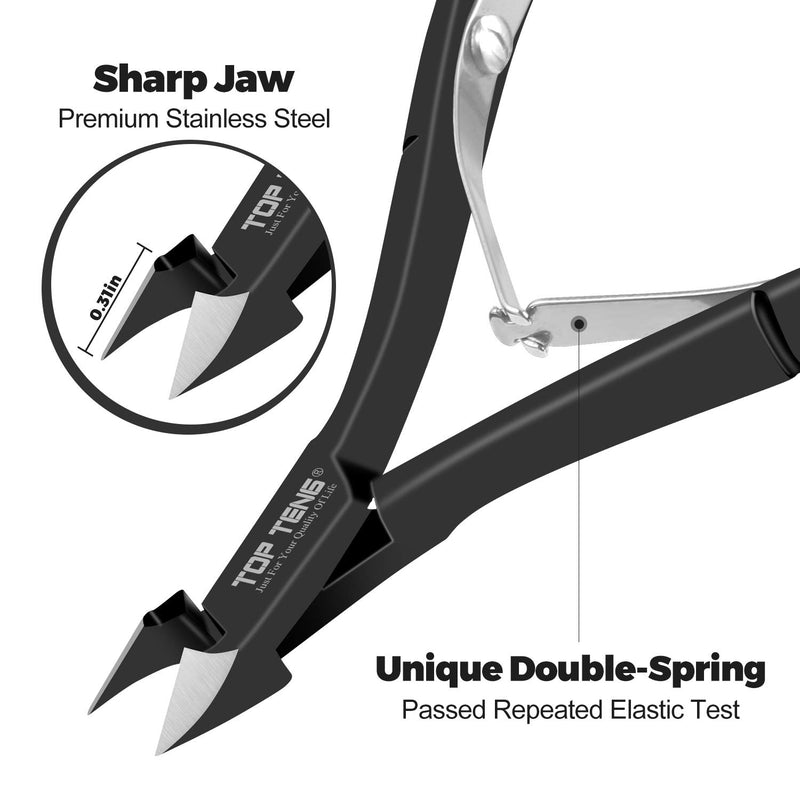 Cuticle Trimmer with Cuticle Pusher - TOP TENG Professional Cuticle Nipper & Cuticle Pusher Set, Durable Manicure and Pedicure Tools for Fingernails & Toenails Black - BeesActive Australia