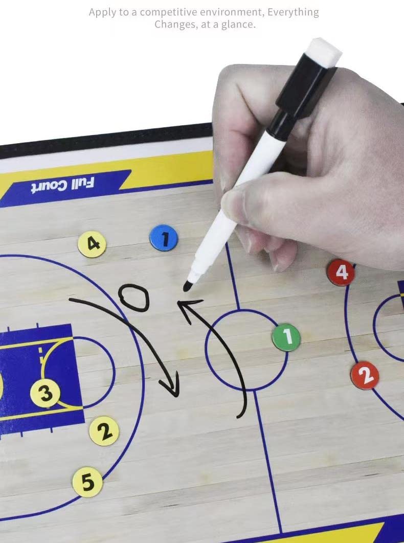 SJIANKE Basketball Coaching Board Coaches Clipboard Tactical Magnetic Board Kit,Portable Strategy Coach Board with Dry Erase, Marker Pen and Zipper Bag - BeesActive Australia