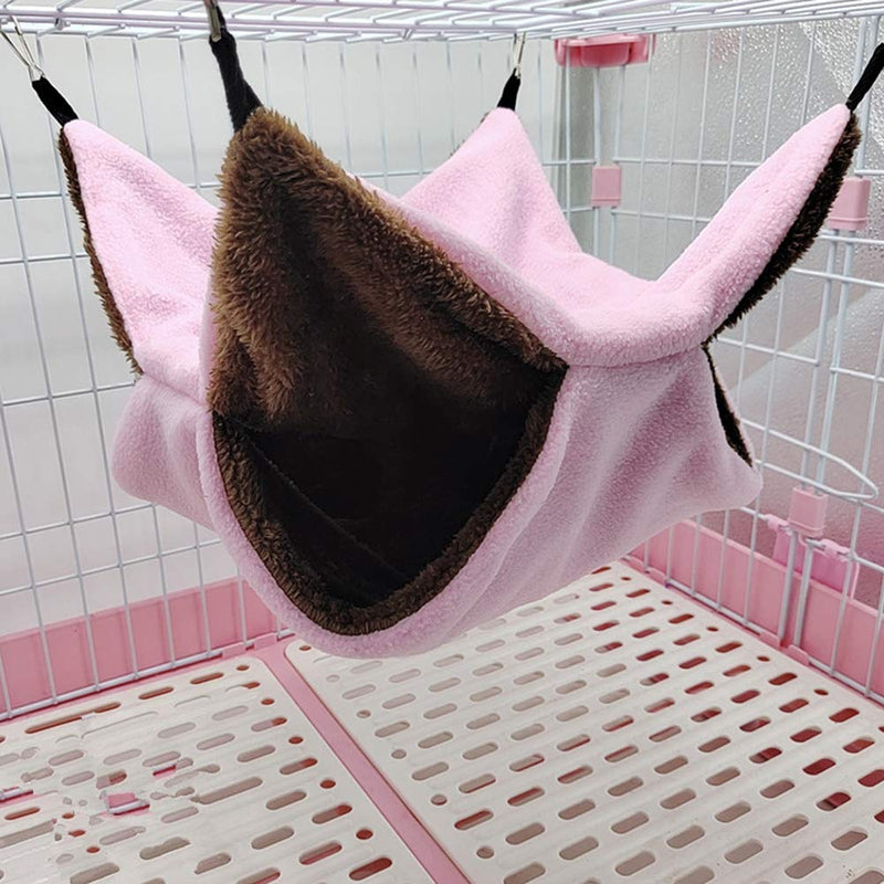 Bird Nest Double Layer Hanging Hammock Bed Toy for Parrot Parakeet Cockatiel Conure Cockatoo African Grey Amazon Lovebird Finch Budgie Hamster Rat Gerbils Chinchilla Cage Perch Pink - BeesActive Australia