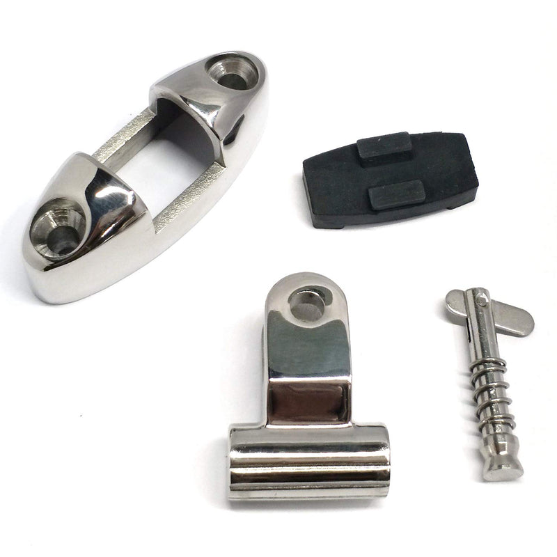 [AUSTRALIA] - keehui Pack of 2 Marine Grade Bimini Top 316Stainless Steel Swivel Deck Hinge with Removable Pin and Rubber Pad Deck Mount 
