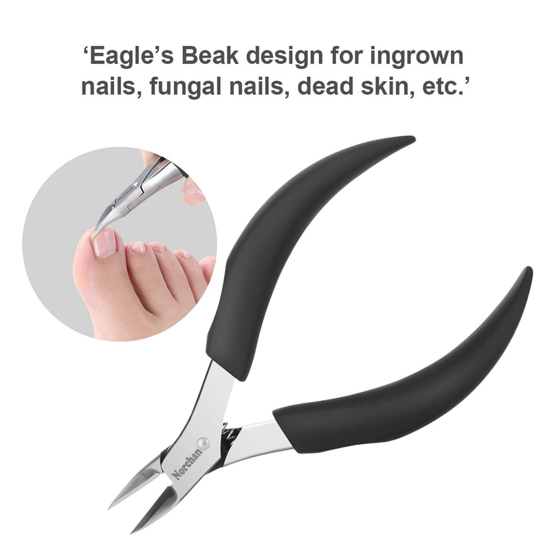 Norchan Ingrown Toe-nail Clippers for Thick Nails for Seniors,Sharp and Durable Toe-nail Scissors Set with Nail File and Cleaner (4Pcs, Premium, Heavy Duty Design,Extra Large) Long-Short-nose - BeesActive Australia