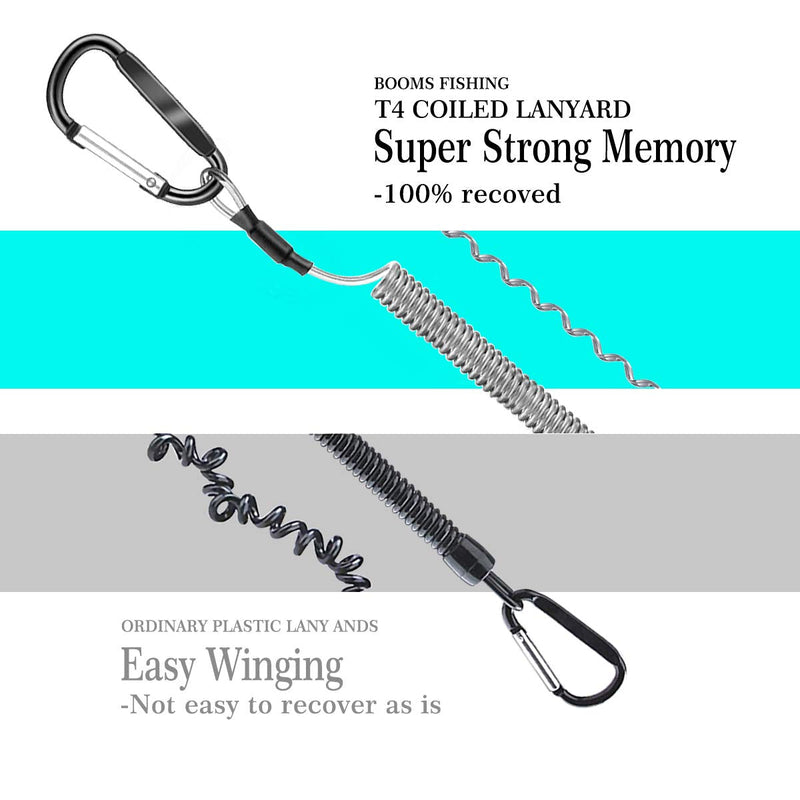 Hekodonk Spring Coil Leash Cord Safety Ropes Elastic Wrist Band with Steel Hook Keychain Ring Carabiner Black - BeesActive Australia