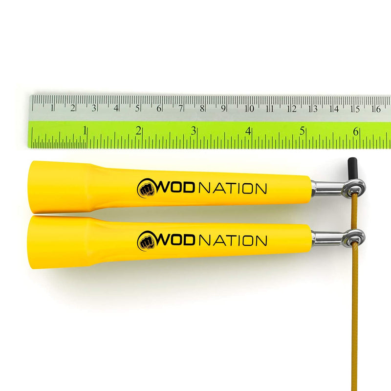 WOD Nation Speed Jump Rope - Blazing Fast Jumping Ropes - Endurance Workout for Boxing, MMA, Martial Arts or Just Staying Fit - Adjustable for Men, Women and Children Yellow - BeesActive Australia