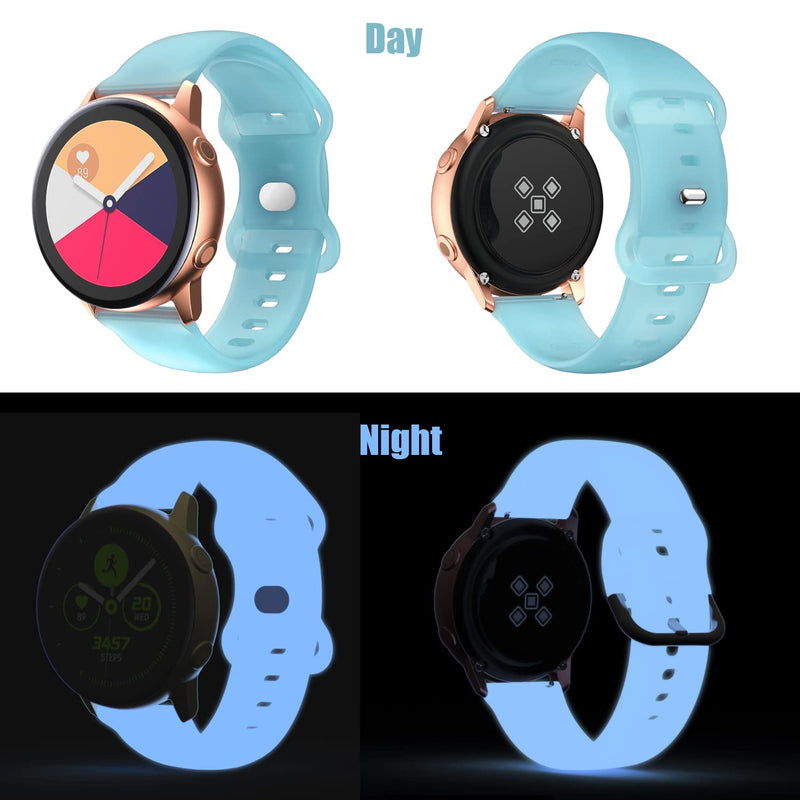 TOOLAIK Bands Compatible with samsung galaxy watch 4 band 40mm/44mm and samsung Active 2 Bands 40mm/44mm,20mm Silicone watch band for Galaxy Watch 3 41mm/Galaxy Watch 42mm/Gear S2 Classic Women Men Black/Glitter Powder Rose Red/Luminous Blue - BeesActive Australia
