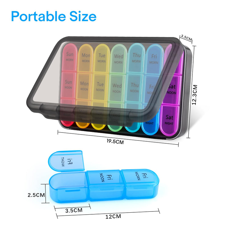 7 day Pill Box Organiser 3 Times Daily Medicine Storage Box,Cruxer Week Medication Tablet Organizer Moisture-Proof BPA Free Travel Dosette Box Dispenser Case to Hold Vitamins,Cod Liver Oil,Supplements 3 Times A Day - BeesActive Australia