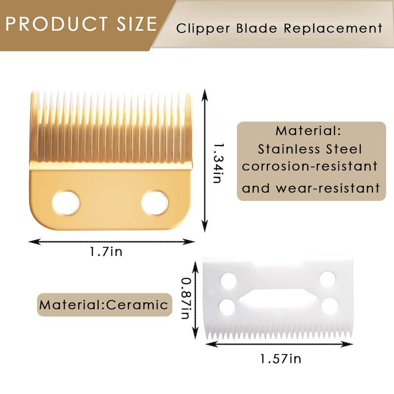 Clippers Blades Replacement Compatible with Wahl 30-15-10(#1037-400),Professional Animal Standard Adjustable Blade Set,Ceramic Dog Blade Set,2 Set(Gold /Silver) - BeesActive Australia