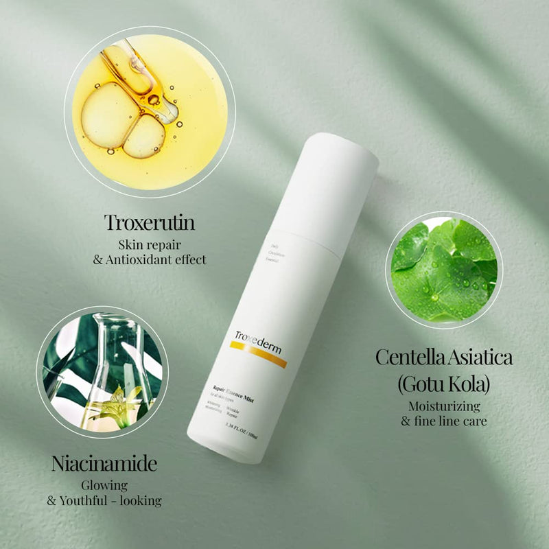 TROXEDERM Repair Essence Face Mist - Fineline Care, Powered Soothing Mist for Skin Redness, Enriched with Niacinamide, Troxerutin and Centella Asiatica for All Skin Types 3.38 Fl.oz 3.38 Fl Oz (Pack of 1) - BeesActive Australia