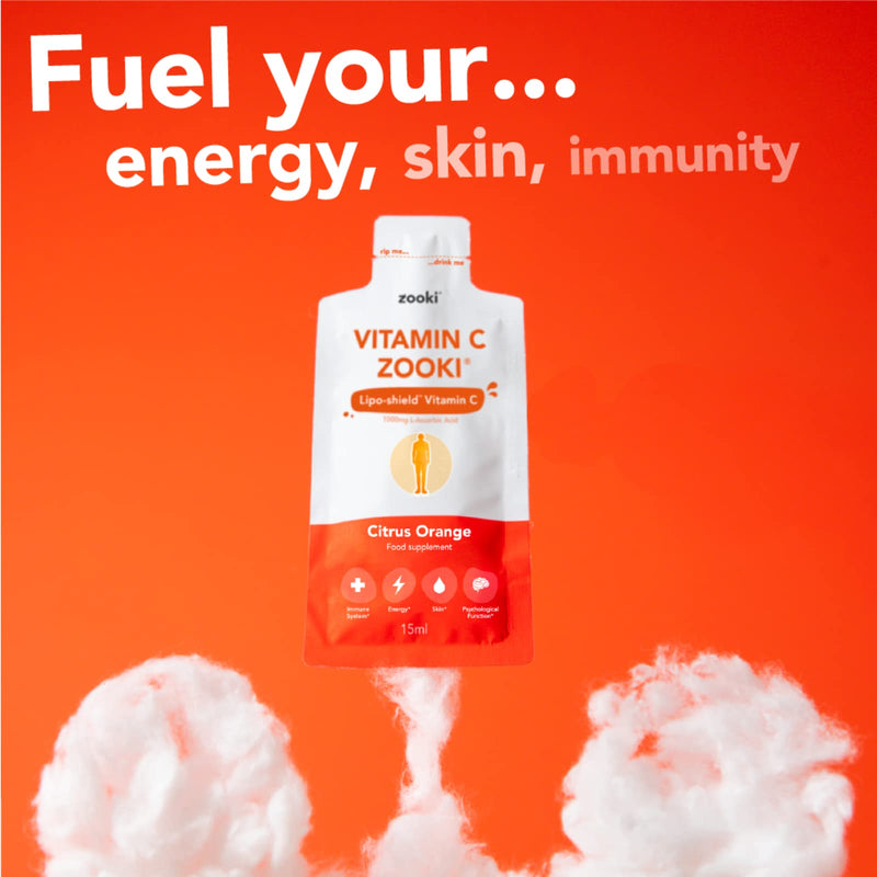 YourZooki - Vitamin C Zooki - Vitamin C 1000mg Liquid Sachets - Alchohol Free, Vegan, Soy Free, Natural Ingredients - Immune System, Skin & Energy Support (Citrus Orange, 30 Count (Pack of 1)) Citrus Orange 30 Servings (Pack of 1) - BeesActive Australia