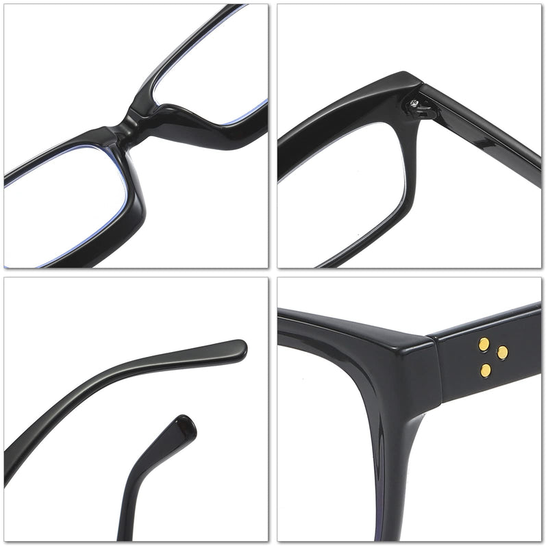MMOWW 3-Pack Oversized Reading Glasses for Women - Anti Blue Light Glasses with Square Frame (Black, 1.0) Black 1.0 x - BeesActive Australia