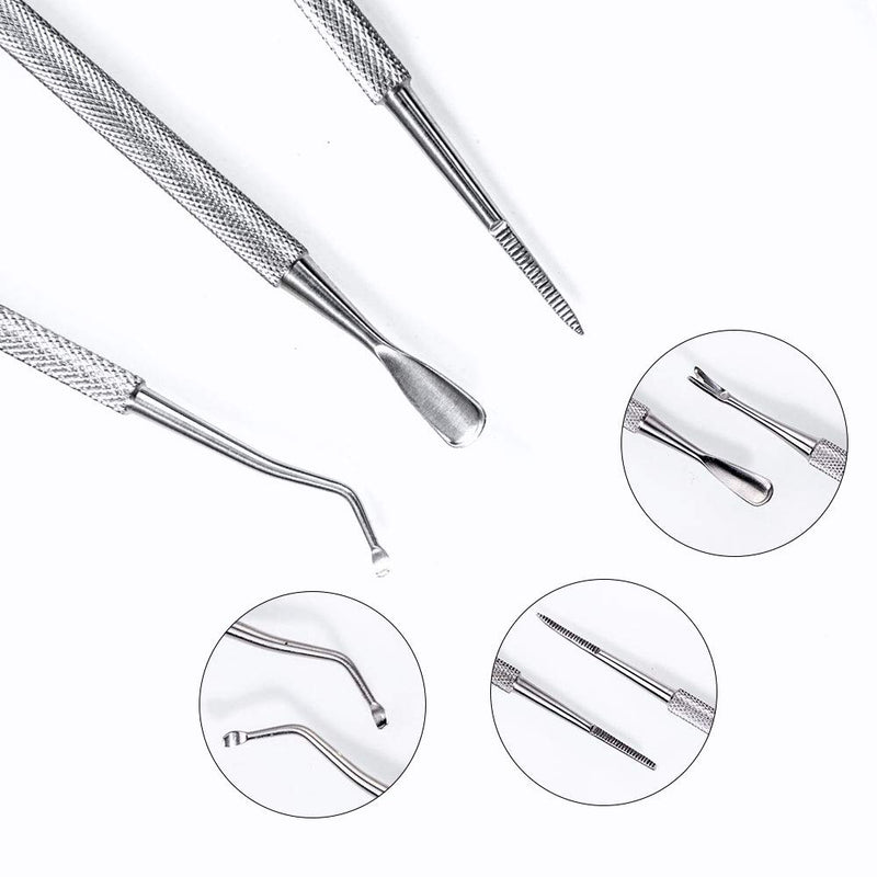 Ingrown Toenail Tool Kit, 3 Pack Stainless Steel Double Sided Pedicure Nail File Lifter Spoon Nail Pusher Cleaner Professional Pedicure Tools - BeesActive Australia